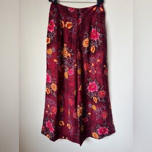 FARM RIO ANTHROPOLOGY Floral Burgundy Pants